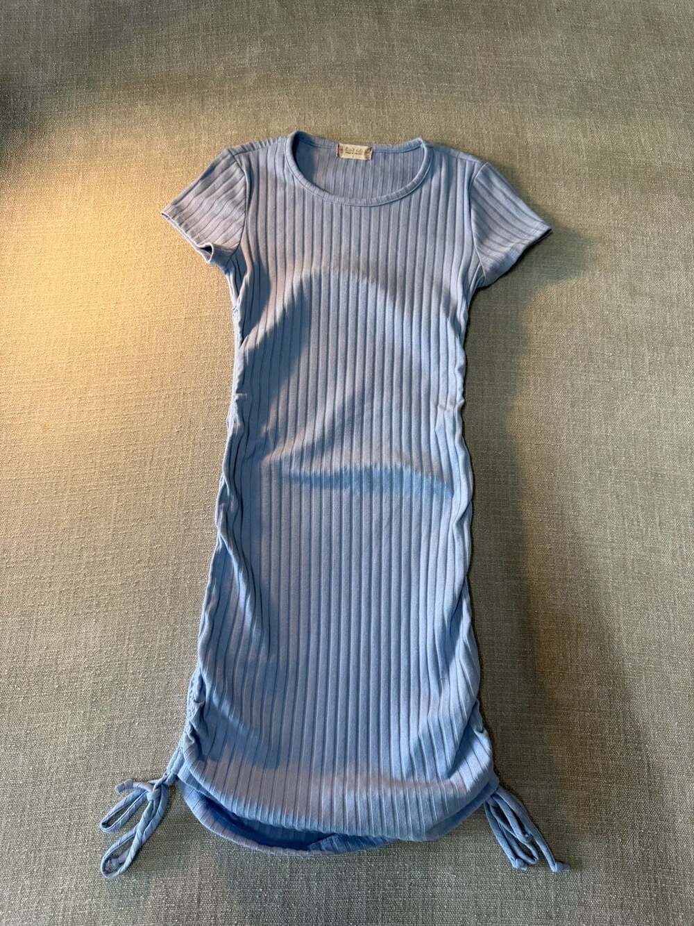Altar'd State Ribbed Ruched Mini Dress Light Blue Size S